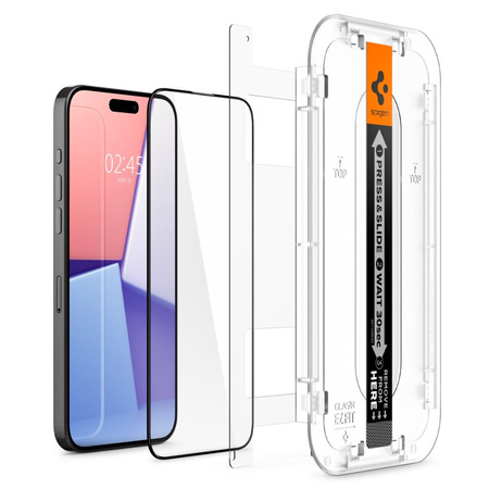 GEHÄRTETES GLAS Spigen GLAS.TR „EZ FIT“ FC 2ER-PACK IPHONE 15 PRO MAX SCHWARZ