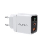 Choetech PD6052 USB-C USB-A PD 35W GaN Wandladegerät mit Display – Weiß