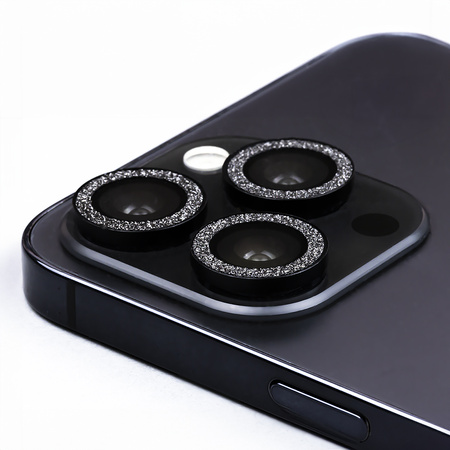 Zestaw szkieł na aparat do iPhone 13 6,1" black glitter (2 sztuki)