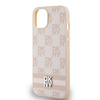 DKNY DKHCP14SPCPTSSP iPhone 14 / 15 / 13 6.1" różowy/pink hardcase Leather Checkered Mono Pattern & Printed Stripes