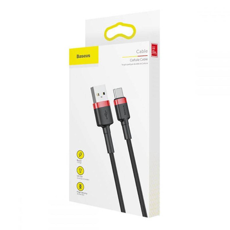 Baseus Cafule Cable - Kabel do ładowania i transmisji danych USB do USB-C 2 A, 2 m (czerwony/czarny)