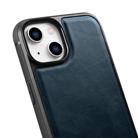 iCarer Leather Oil Wax case covered with natural leather for iPhone 14 Plus blue (WMI14220719-BU)