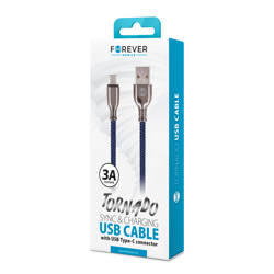 Forever kabel Tornado USB - USB-C 1,0 m 3A granatowy