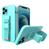 Rope case gel TPU airbag case cover with lanyard for iPhone 11 Pro light blue