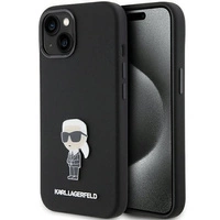 Karl Lagerfeld Silicone Ikonik Metal Pin case for iPhone 15 - black