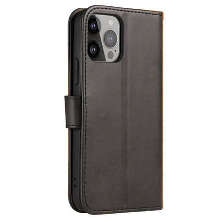 Magnet Case elegancki futerał etui pokrowiec z klapką i funkcją podstawki iPhone 13 Pro Max czarny