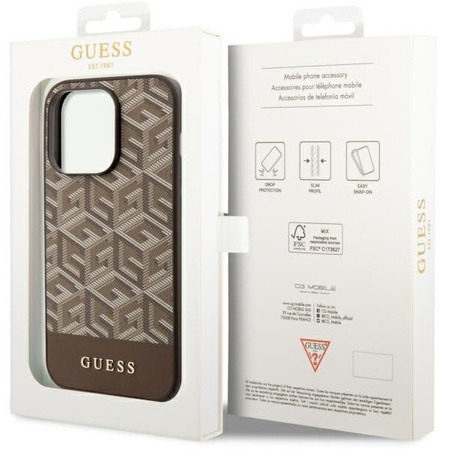 Guess GUHMP14LHGCFSEW iPhone 14 Pro 6.1" brown/brown hard case GCube Stripes MagSafe