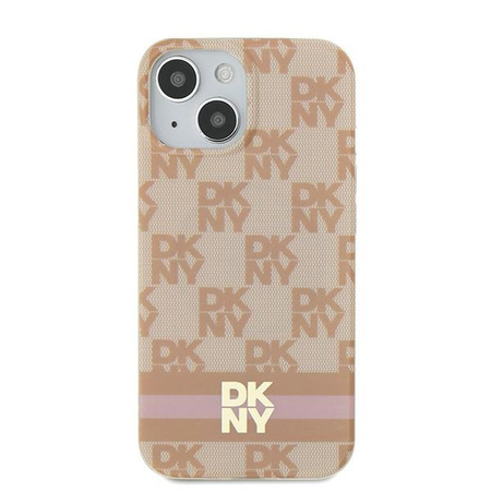 DKNY DKHMP15SHCPTSP iPhone 15 / 14 / 13 6.1" różowy/pink hardcase IML Checkered Mono Pattern & Printed Stripes MagSafe