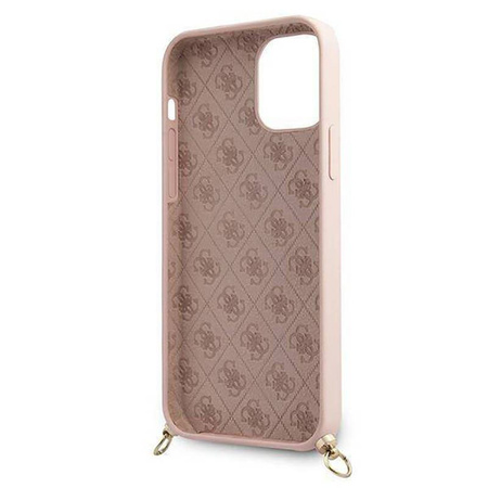 Oryginalne Etui IPHONE 12 PRO MAX 6,7" Guess Hardcase Metal Logo Cord GUHCP12LLSCLMGLP różowe