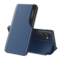 Etui Eco Leather View Case elegancki futerał z klapką i podstawką na Samsung Galaxy S25 Edge - niebieskie