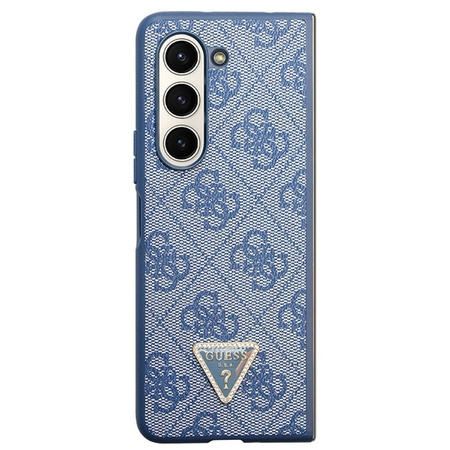 Original Handyhülle SAMSUNG GALAXY Z FOLD 5 Guess Hardcase Leather 4G Triangle Strass (GUHCZFD5P4TDPB) blau