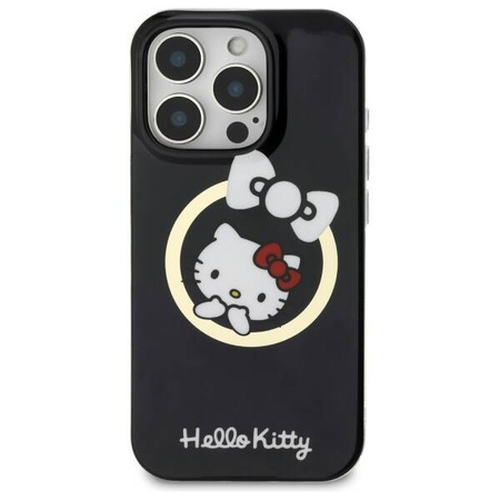 Original Case IPHONE 16 PRO MAX Hello Kitty Hardcase IML Fun Bow MagSafe (HKHMP16XHFLBK) black