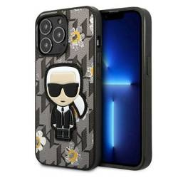 Original Case IPHONE 13 PRO Karl Lagerfeld Flower Ikonik Karl (KLHCP13LPMNFIK1) gray