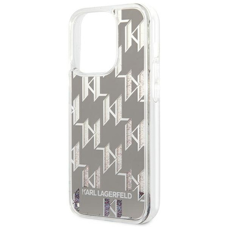 Original Case IPHONE 14 PRO Karl Lagerfeld Hardcase Liquid Glitter Monogram (KLHCP14LLMNMS) silver