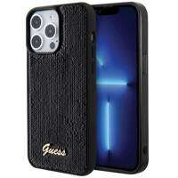 Guess Pailletten Script Metallhülle für iPhone 15 Pro – Schwarz