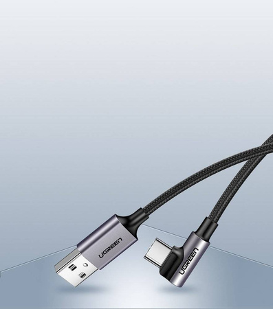 Ugreen kątowy kabel przewód USB - USB Typ C 2m 3A szary (50942)