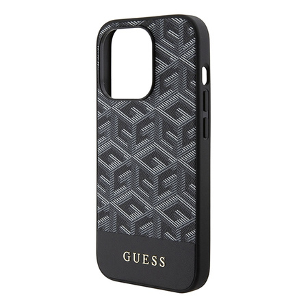 Guess nakładka do iPhone 15 Pro 6,1&quot; GUHMP15LHGCFSEK HC MAGSAFE GCUBE PU STRIPE czarna