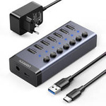 Ugreen Multifunktions HUB 7in1 USB Typ C - 7x USB Typ A 3.0 PD DC 12V grau (CM481)