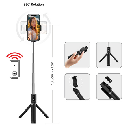 Blavec Selfie Stick Coco P04 tripod + pilot 0,7 metra (SSCP04-TRB07) czarny