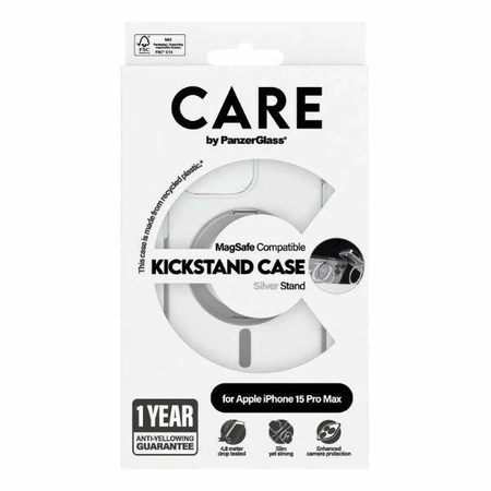 CARE by PanzerGlass Kickstand Case MagSafe für iPhone 15 Pro Max – Silber