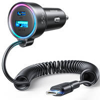 Joyroom Auto-Schnellladegerät 3 in 1 mit USB-Typ-C-Kabel 1,5 m 55 W schwarz (JR-CL07)