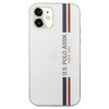 US Polo Assn Shiny Tricolor Stripes - Etui iPhone 12 Mini (biały)