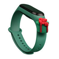 Strap Xmas replacement band strap for Xiaomi Mi Band 4 / Mi Band 3 Christmas holidays dark (green present)