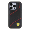 Original Case APPLE IPHONE 15 PRO Ferrari Hardcase Perforated Waves Metal Logo (FEHCP15LPWAK) black