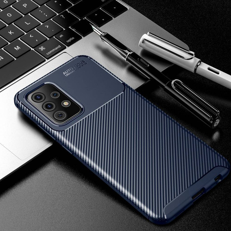 Etui SAMSUNG GALAXY A72 5G Pancerne Shockproof Carbon Fiber niebieskie