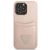 Case IPHONE 13 PRO Guess Hardcase Saffianotriangle Logo Cardslot (GUHCP13LPSATPP) pink