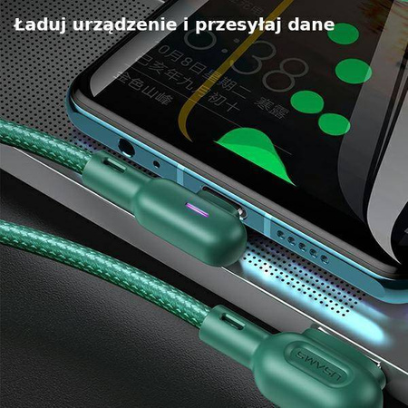 USAMS Kabel kątowy U57 MicroUSB 1,2m 2A zielony/green SJ458USB02 (US-SJ458)