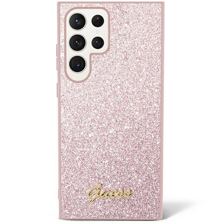 Guess Glitter Script case for Samsung Galaxy S24 Ultra - pink