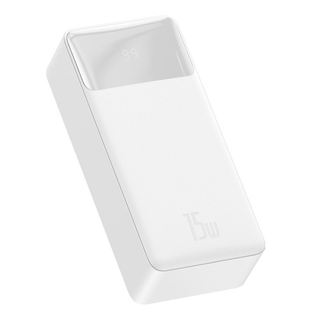 Baseus Bipow Powerbank mit Display 30000mAh 15W weiß (Overseas Edition) + USB-A - Micro USB Kabel 0,25m weiß (PPBD050202)