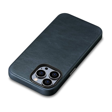 iCarer Oil Wax Premium Leather Case iPhone 14 Pro Max Magnetic Leather Case with MagSafe Dark Blue (WMI14220704-BU)