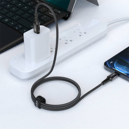 Kabel MFI USB-C - Apple Lightning 3A 1,2m Szybkie Ładowanie i Przesyłanie Danych Acefast Aluminium Alloy Charging Data Cable (C1-01) czarny