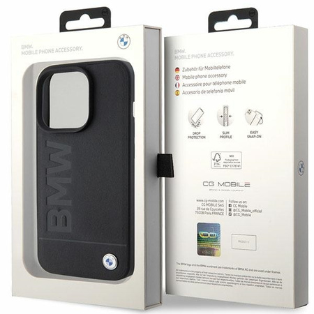 Etui BMW Leather Hot Stamp na iPhone 15 Pro - czarne