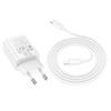 HOCO ładowarka sieciowa USB A + Typ C + kabel Typ C do Lightning PD QC3.0 3A 20W N61 biała