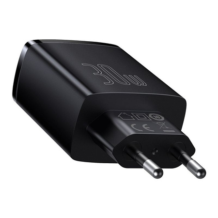 Baseus Compact szybka ładowarka sieciowa 2x USB / USB Typ C 30W 3A Power Delivery Quick Charge czarny (CCXJ-E01)