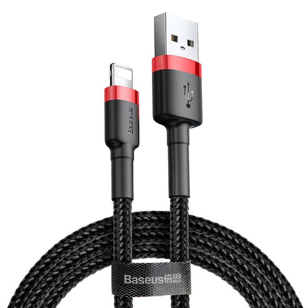 Baseus Cafule Cable - Kabel połączeniowy USB do Lightning, 2.4 A, 0.5 m (czerwony/czarny)