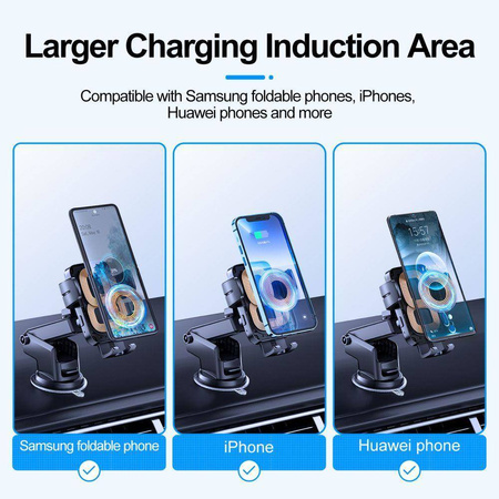 Car Holder with 15W Wireless Charging for Windshield / Cockpit / Dashboard Joyroom JR-ZS246 black