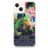 Case IPHONE 14 Guess Hardcase Flower Liquid Glitter blue