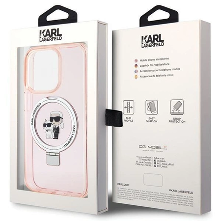 Karl Lagerfeld KLHMP15LHMRSKCP iPhone 15 Pro 6.1&quot; pink/pink hardcase Ring Stand Karl&amp;Choupette MagSafe