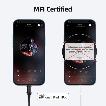 Acefast MFI Lightning audio cable - 3.5mm mini jack (female) 18cm, AUX gray (C1-05 deep space gray)