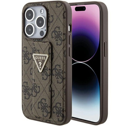 Guess nakładka do iPhone15 Pro 6,1&quot; GUHCP15LPGS4TDW brązowa HC GRIPSTAND PU 4G TRIANGLE STRASS