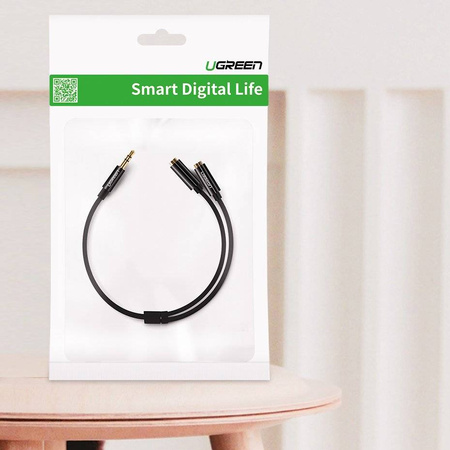 Ugreen kabel przewód rozdzielacz słuchawkowy 3,5 mm mini jack AUX 25cm czarny (20816)