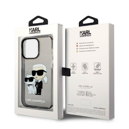 Karl Lagerfeld IML Glitter NFT Karl & Choupette - Etui iPhone 14 Pro Max (czarny)