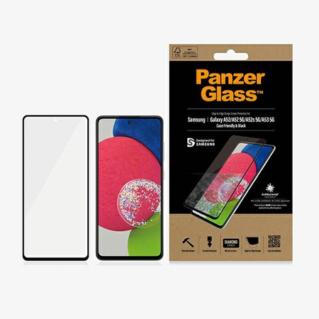 Gehärtetes Glas 5D SAMSUNG GALAXY A52 / A52S / A53 5G PanzerGlass E2E Microfracture Case Friendly AntiBacterial schwarz