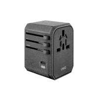 Uniq Load. network. Voyage World Adapter 33W + 2xUSB + PD 18W + QC 3.0 grey/charcoal gray (LITHOS Collective)