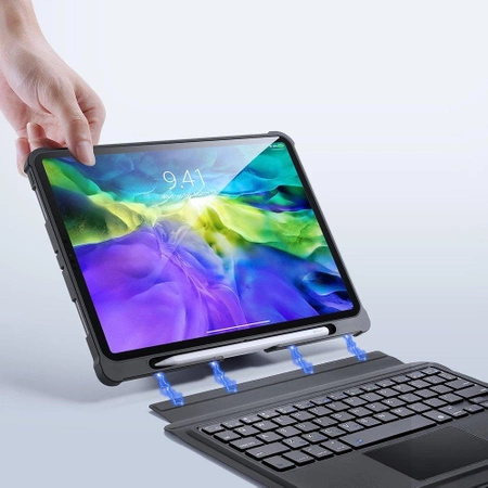 Dux Ducis Touchpad Tastaturhülle Tablethülle Kabellose Bluetooth Tastatur iPad Air 2020 / 2022 (iPad Air 4 / 5) / iPad Pro 11'' 2022, 2021, 2020, 2018 schwarz