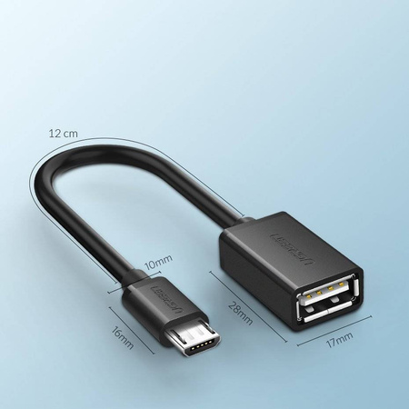 Ugreen kabel adapter przejściówka OTG USB (żeński) - micro USB (męski) 12 cm USB 2.0 480 Mbps czarny (US133 10396)